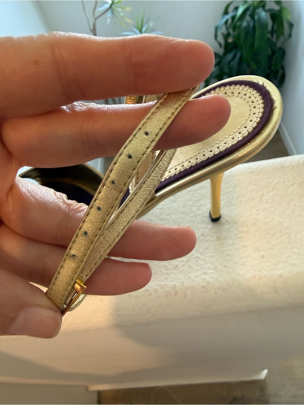 Gold Metallic Peep-Toe Ankle-Strap Heels by Roberto Cavalli size 40 Euro - Picture 9 of 10